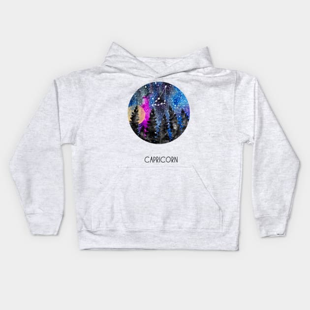 Capricorn Constellation, Capricorn Kids Hoodie by RosaliArt